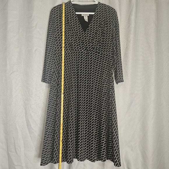 North‎ Style Classic Black and White Midi Dress Large Geometric Work Office - Picture 3 of 7